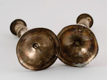 LJUSSTAKAR, 1 par, argent haché, empire, 1800-talets första hälft.