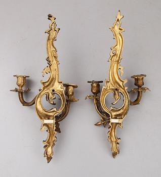 VÄGGLAMPETTER, 1 par, rokokostil, 1900-talets första hälft.