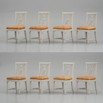 A set of eight Late gustavian chairs from Gotland around year 1800.