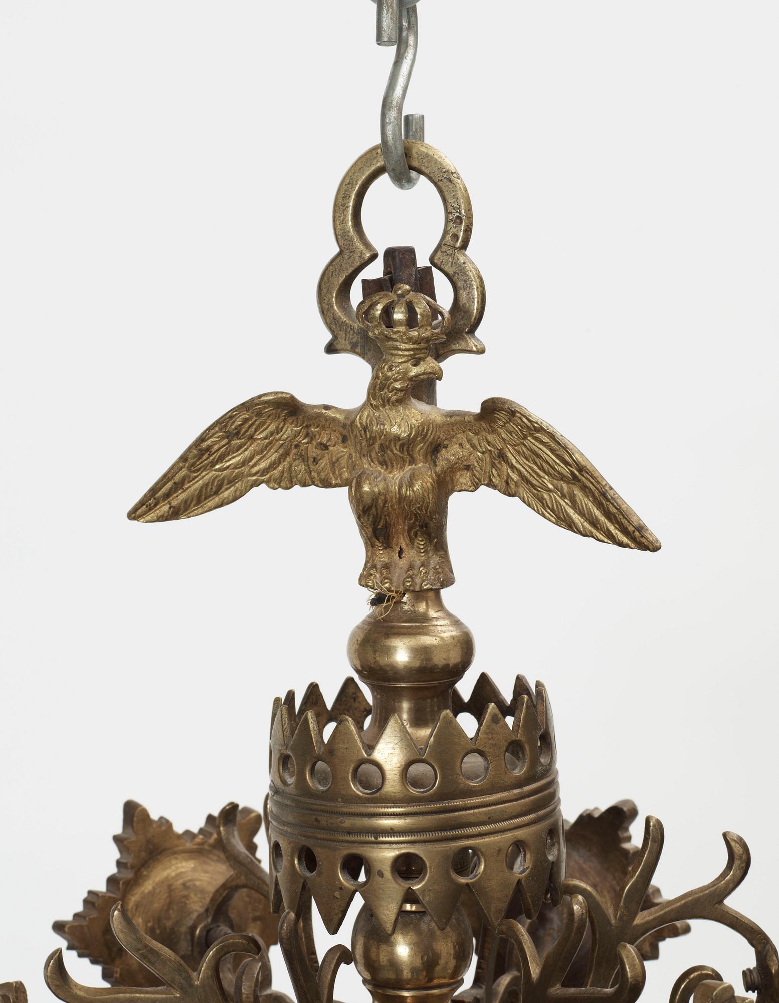 LJUSKRONA, mässing, barockstil, 1800-tal, H 57.