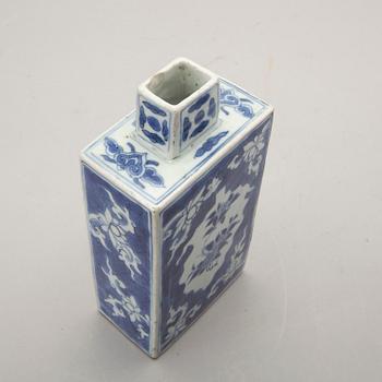 A set of two Chinese 19th century blue and white porcelain tea caddies.