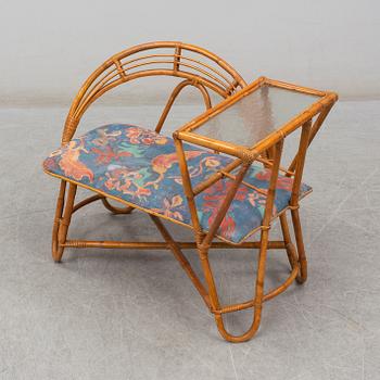 SOFFA med BORD, bambu, 1900-talets mitt.
