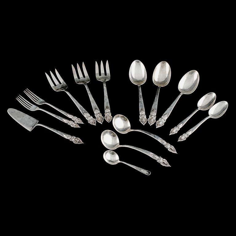 BESTICKSERVIS, 64 delar, silver, 1900-talets andra hälft, total vikt ca 1445 g.