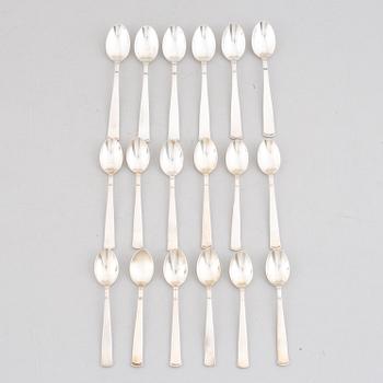 Jacob Ängman, 18 silver spoons, 'Rosenholm', GAB, Stockholm and Eskilstuna, 1943-91.