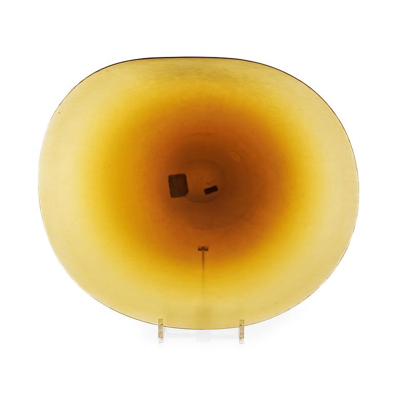 A Paolo Venini amber coloured 'Inciso' glass dish, Venini, Murano, Italy 1950's.