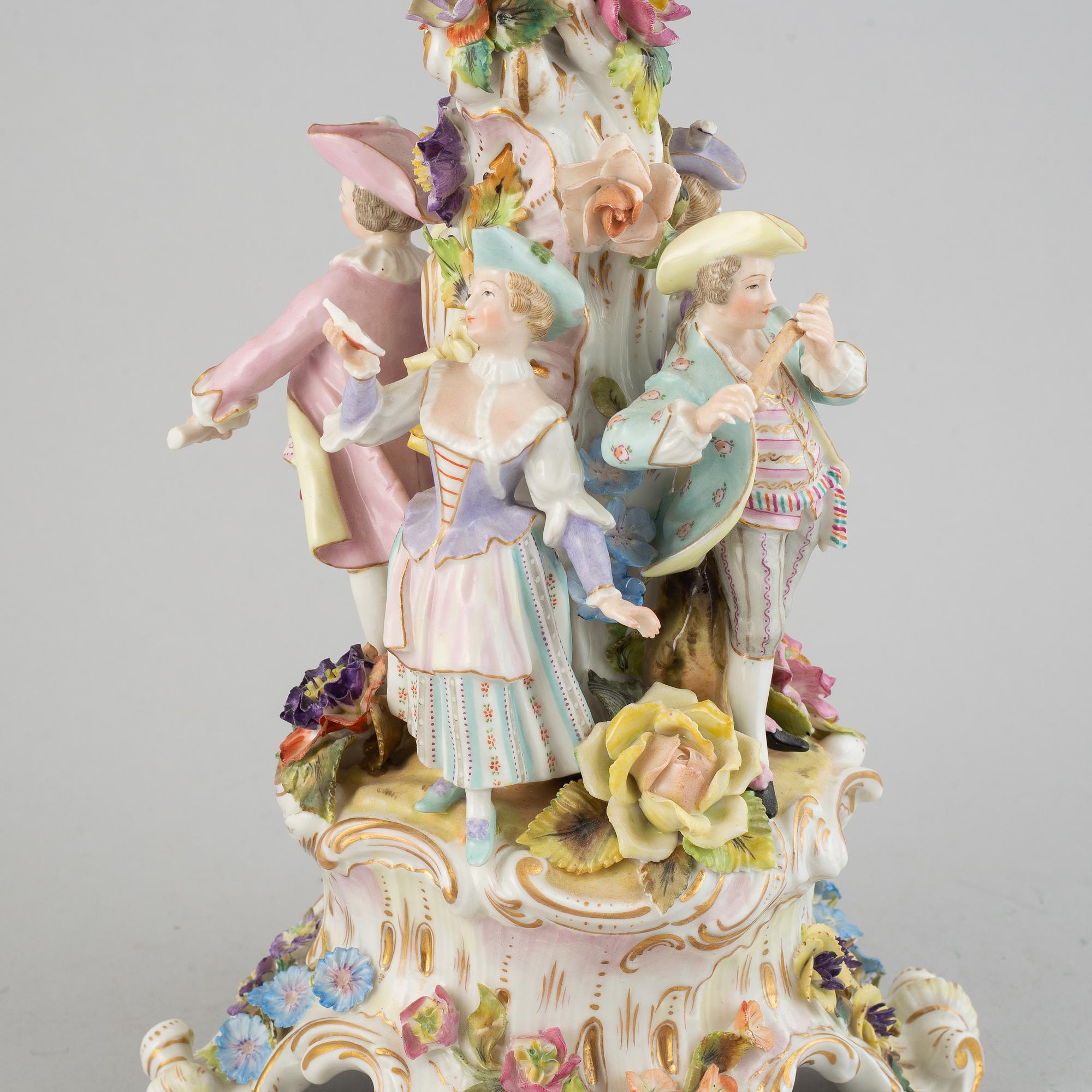 A large pocelain centerpiece, late 19th century. Meissen like mark.