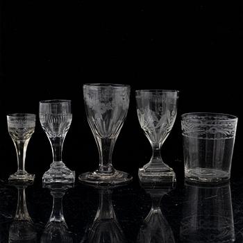 17 late Gustavian glasses, circa 1800.