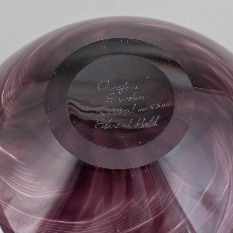 Edward Hald, skål, glas, slipgraal, Orrefors, signerad.