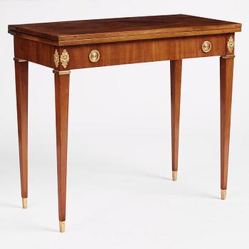 A Gustavian mahogany games table by Georg Haupt (master in Stockholm 1770-84).