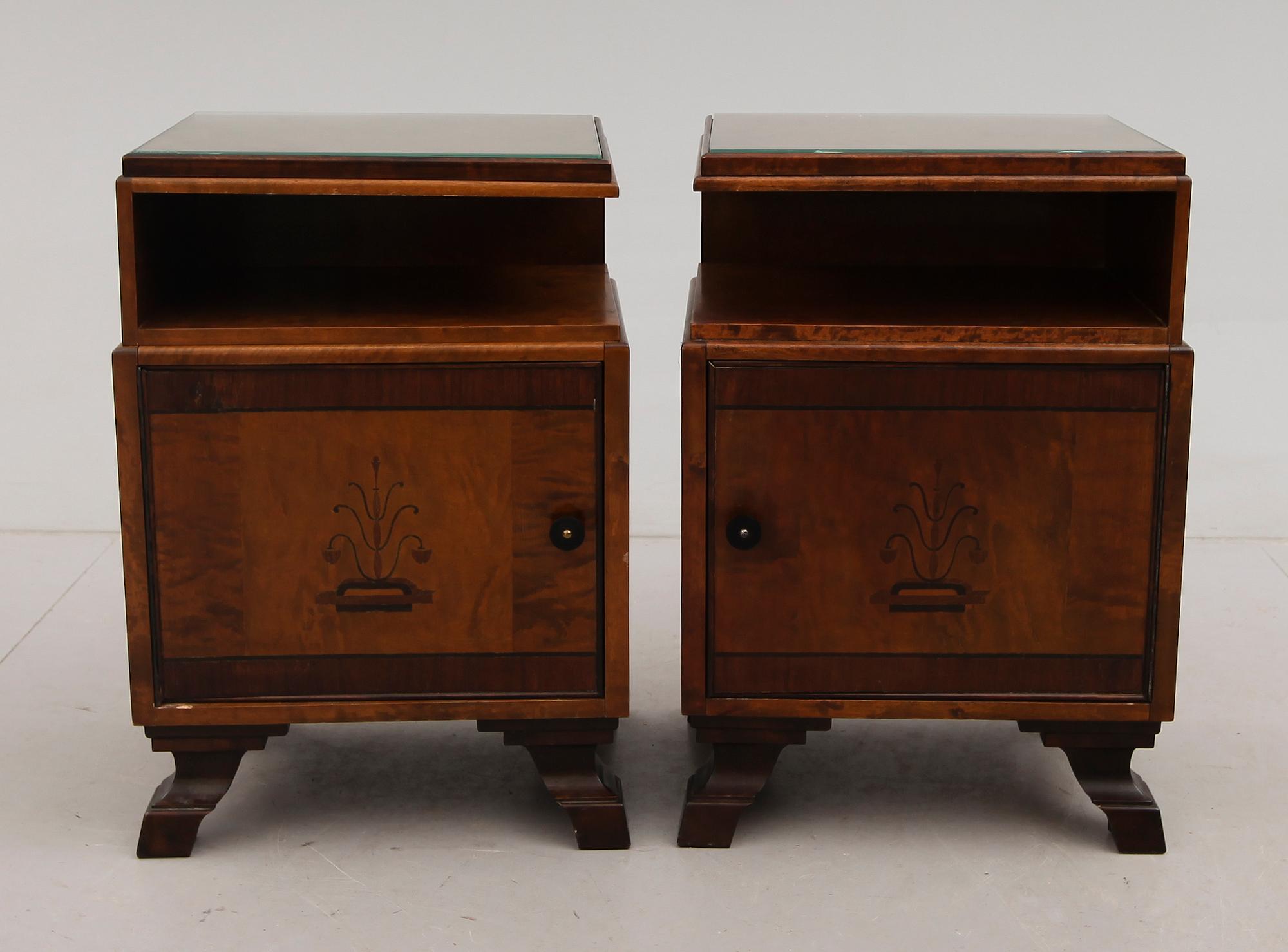 SÄNGBORD, 1 par, art déco, 1900-talets första hälft.