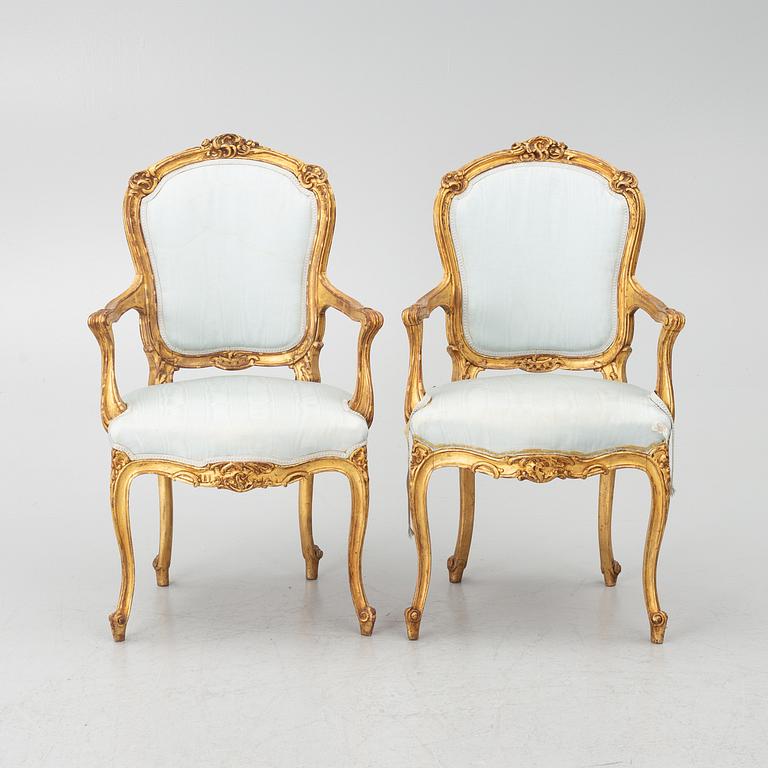 Armchairs, a pair, France, 19th century.