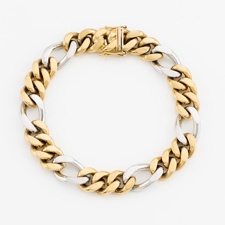 Bracelet 18K gold and white gold, curb chain link.