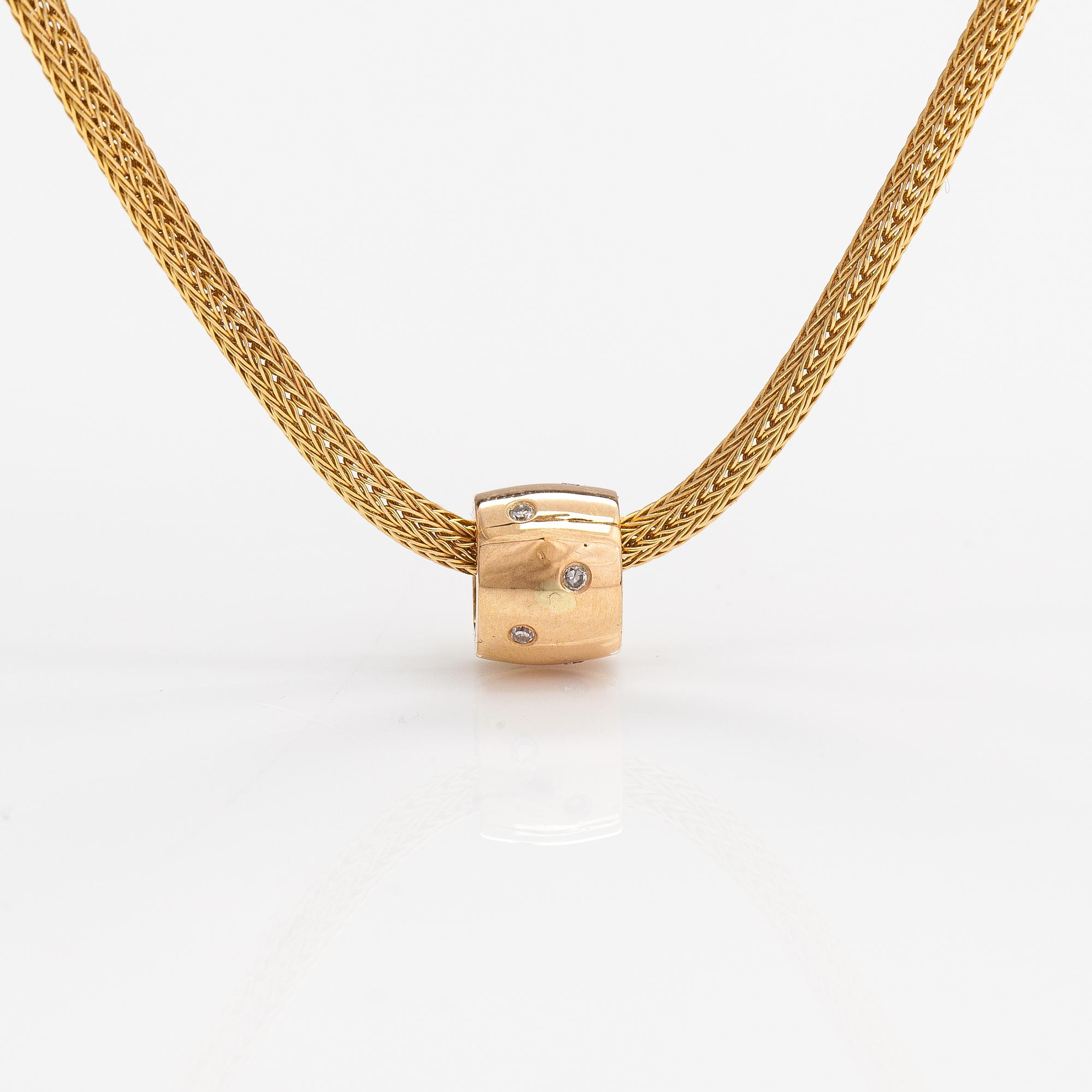 Halsband, 14K guld, diamanter ca 0.04 ct tot. Karl Sandberg, Helsingfors 2000.