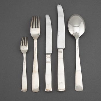 JACOB ÄNGMAN, a silver cutlery, 'Rosenholm', some Stockholm 1950. (19 pc).