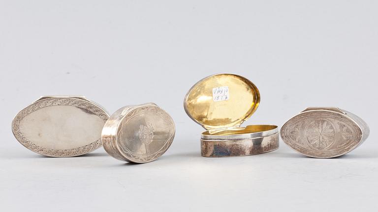 DOSOR, 4 st, silver, Sverige, 1700-talets slut/1800-talets första hälft.