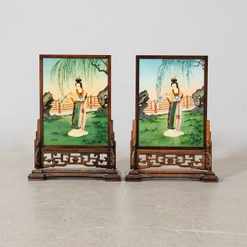 Table screens, a pair, China, 20th century.