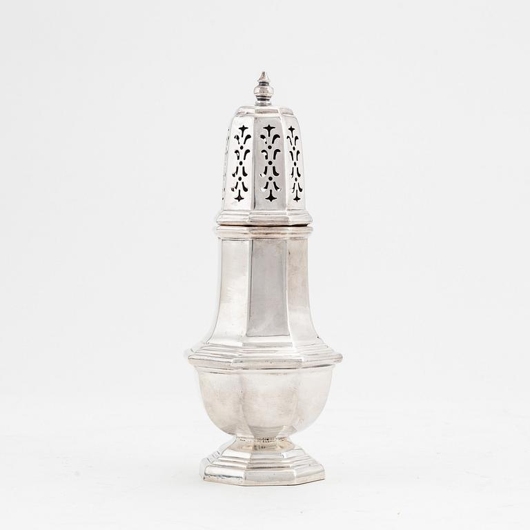 B.P. Co, a silver sugar shaker,  London, 1967.