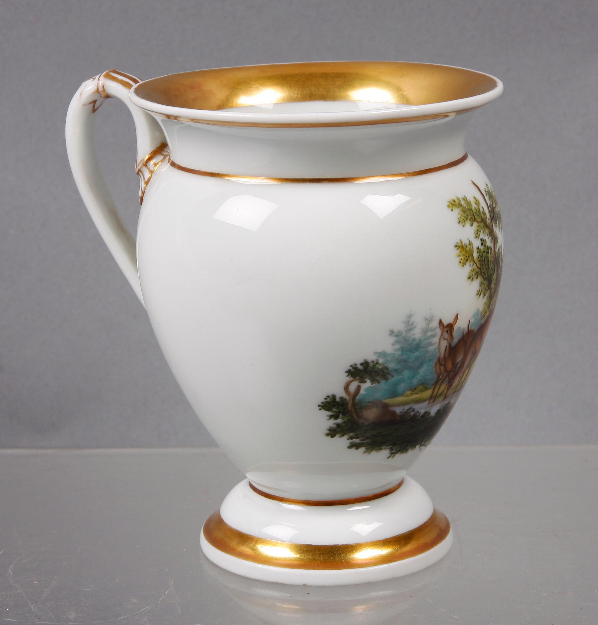 KAFFEKOPP OCH FAT, porslin, Meissen, 1800-tal.