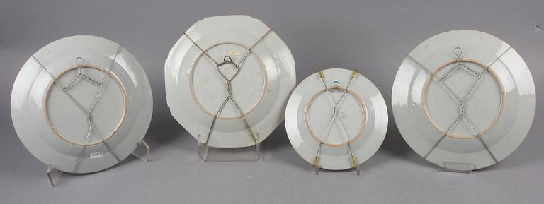 TALLRIKAR, 4 st, porslin, Kina, 1700-tal.