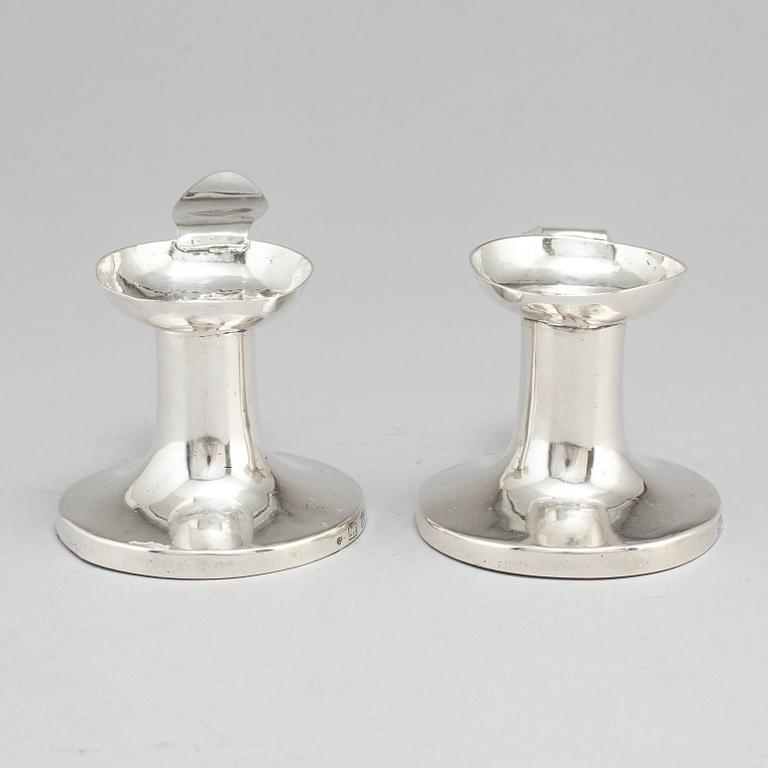 A pair of Peter Falk silver candlesticks, Skara, Sweden 1775.