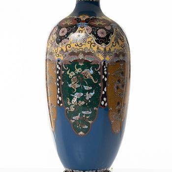 A cloisonné vase turned table lamp, Japan, Meiji (1868-1912).