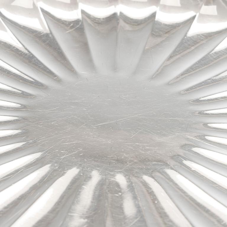 A Japanese chrysanthemum-shaped silver centerpiece dish, mark of late Meiji-period (1868-1912).