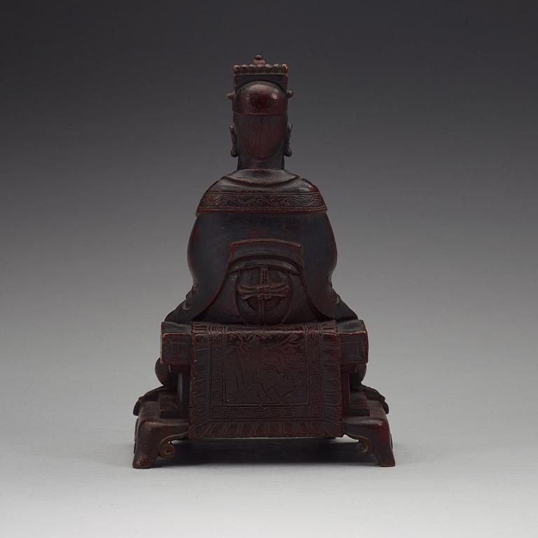 A bronze figure of a daoist deity, Qing dynasty, 18th Century.