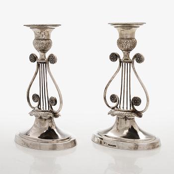 A pair of 19th-century silver candlesticks, maker's mark of Jacob Herman Lundström, Kuopio, 1823.