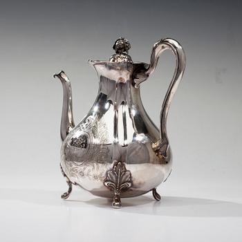 KAFFESERVIS, 3 delar, silver, Auran Kultasepät, Åbo 1915-1916. Tot. vikt ca 1290 g.