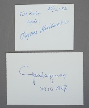 SKÅDESPELARAUTOGRAFER I ALBUM, 36 st, bla George Fant, Bibi Andersson, Harriet Andersson, Eva Henning.