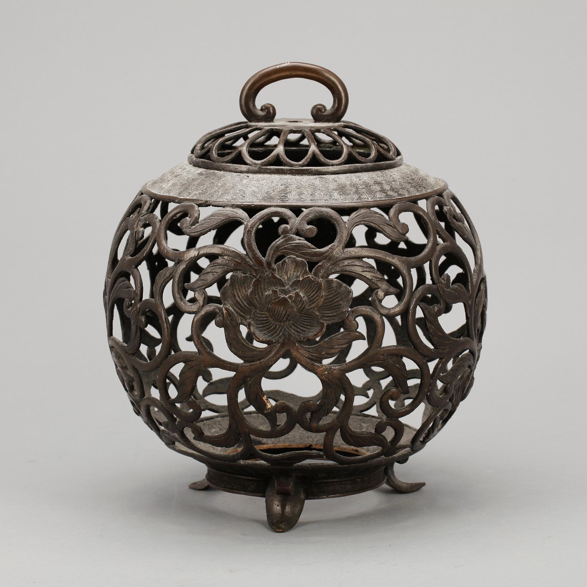 RÖKELSEKAR, brons, sannolikt Japan, 1800/1900-tal.