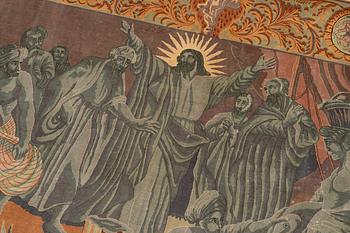 Matta, old figural Täbris, Västra Persien, ca 274 x 190 cm.