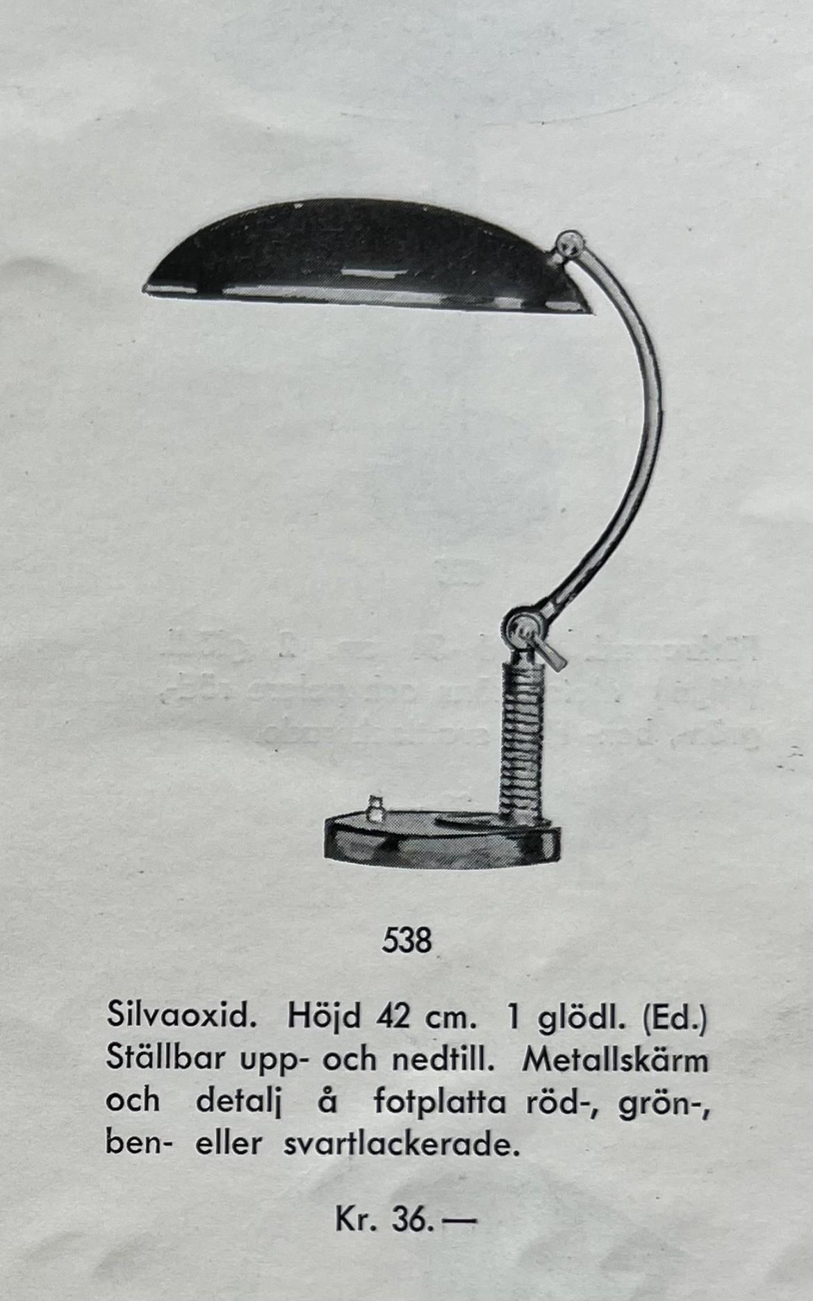 Boréns, bordslampa, modell "538", Borås, 1930-tal.