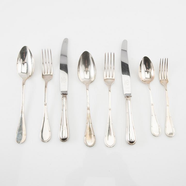 Cutlery service 72 pcs "Rosette" silver, B Erlandsson Kristianstad 1909.