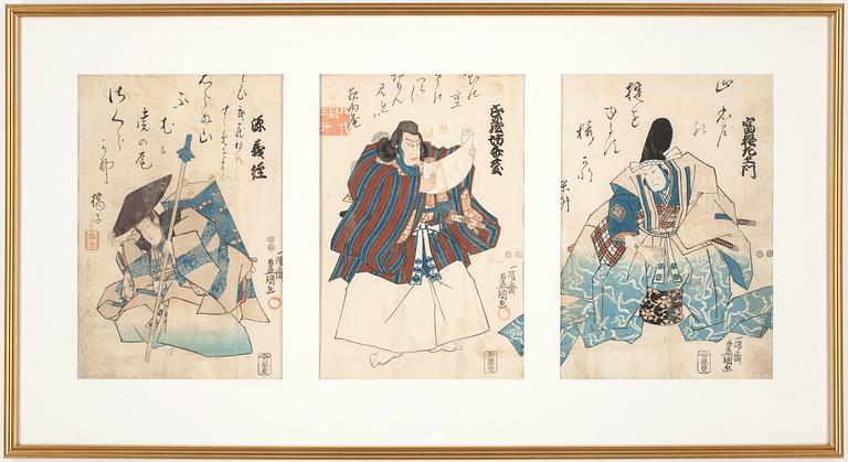 TRÄSNITT, 3 st, Japan, 1800/1900-tal.