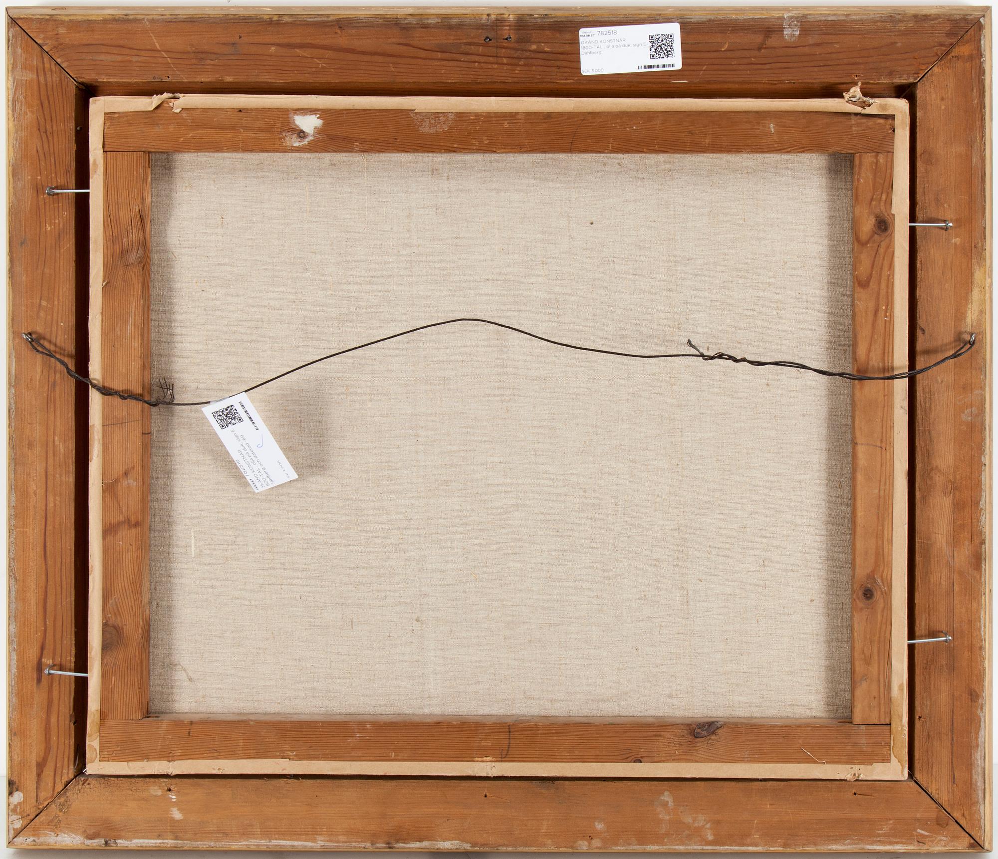 OKÄND KONSTNÄR 1800-TAL , olja på duk, sign E. Dahlberg och daterad -69.