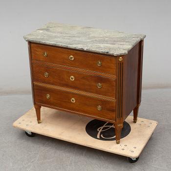 A mahogany veneered late Gustavian style chest of drawers, mid 20th Century.