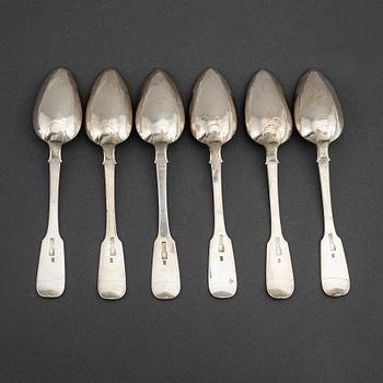 6 russian silver spoons, S:t Petersburg 1846.