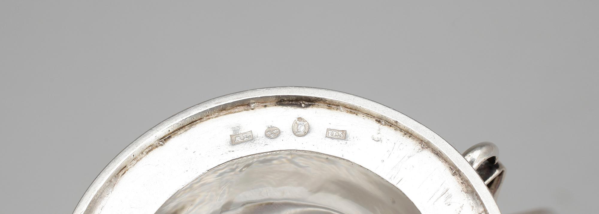 SENAPSKANNA, silver, Anders Lundqvist, Stockholm 1823. Vikt 180 g.