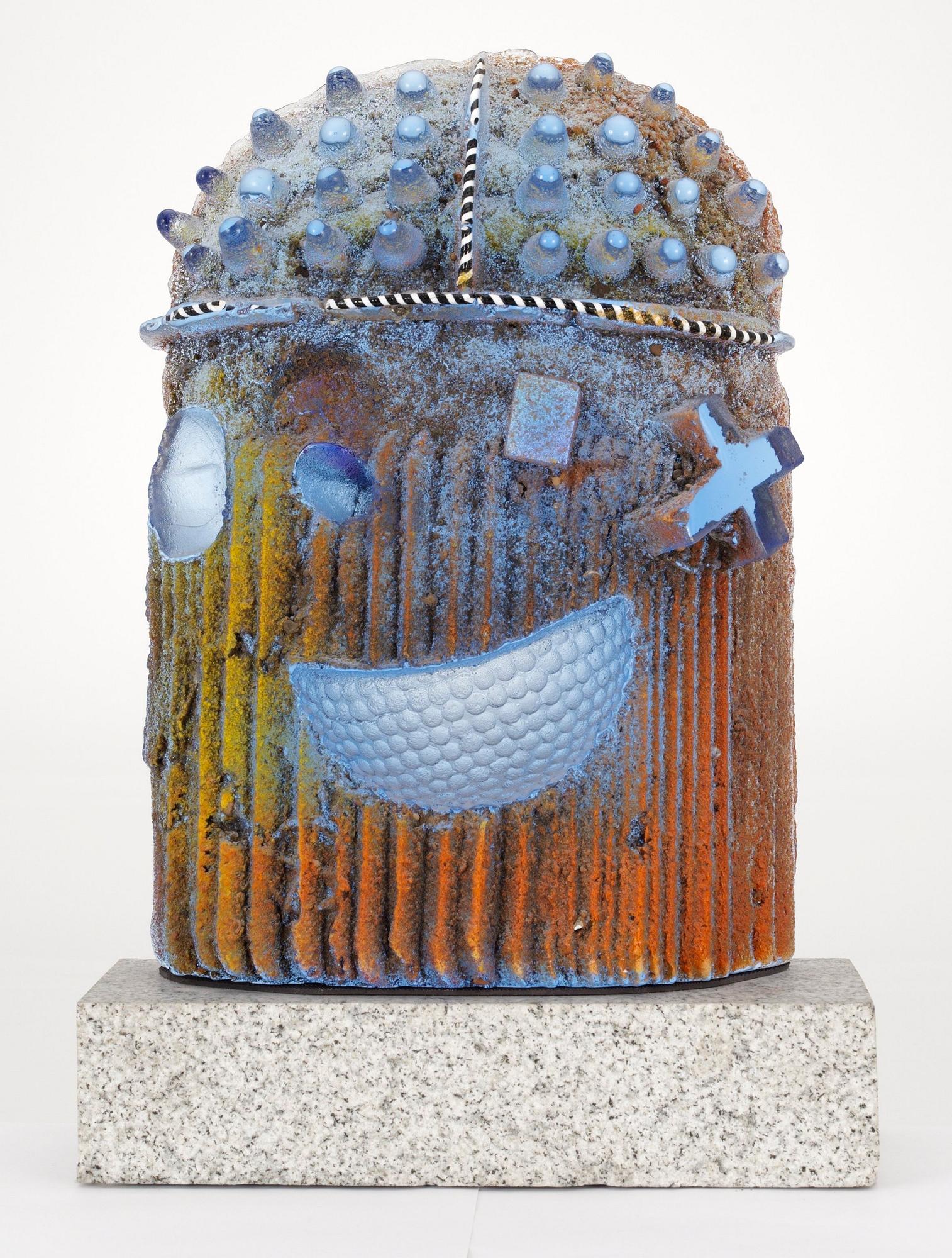 A Bertil Vallien sandcast glass sculpture, Kosta Boda 1992.
