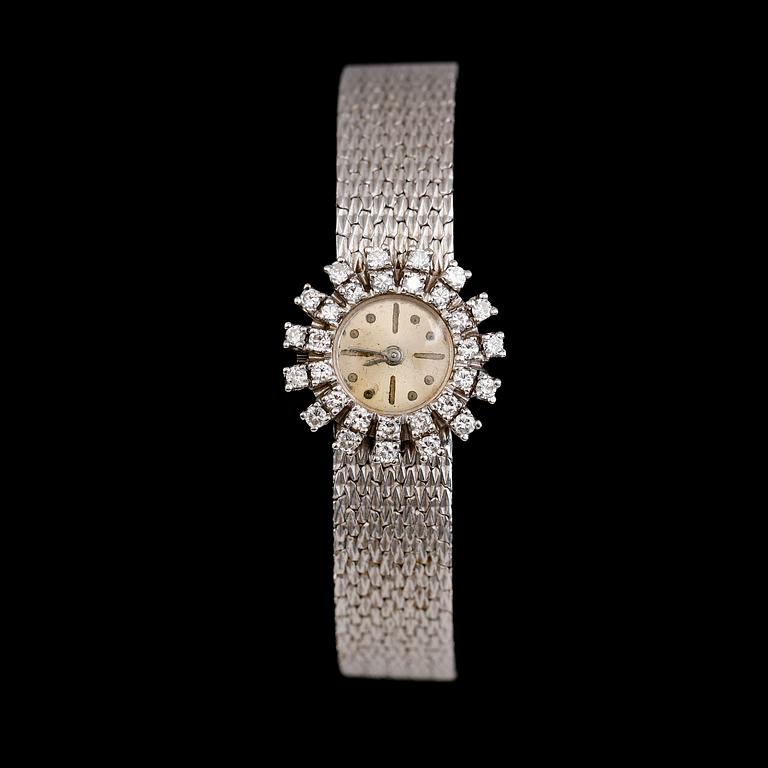 ARMBANDSUR, 14 k vitguld, briljantslipade diamanter. Vikt ca 30,2 g.