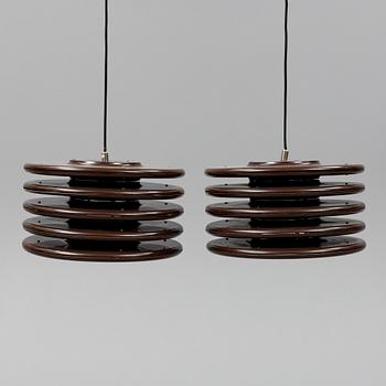 A par of 1970's ceiling lights.