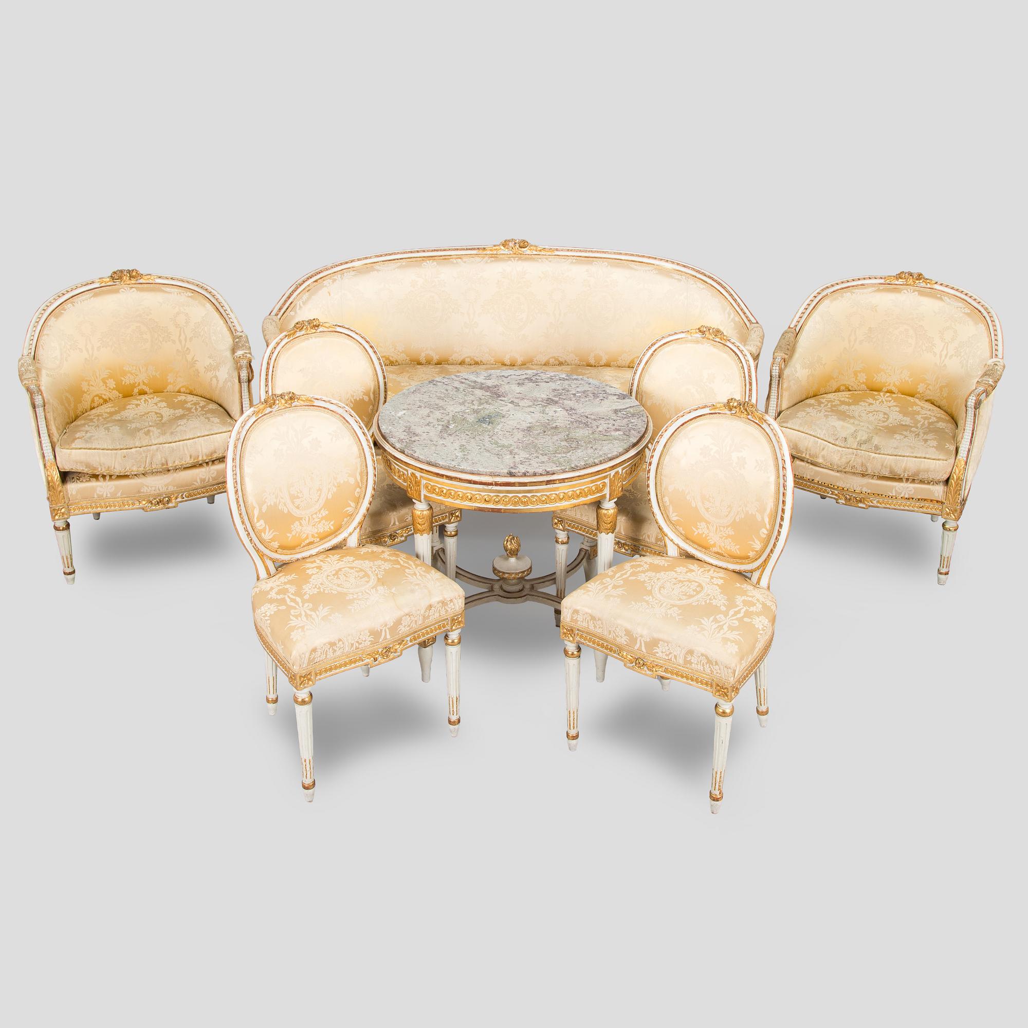 An 8-piece Gustavian style furniture set, late 19th century.