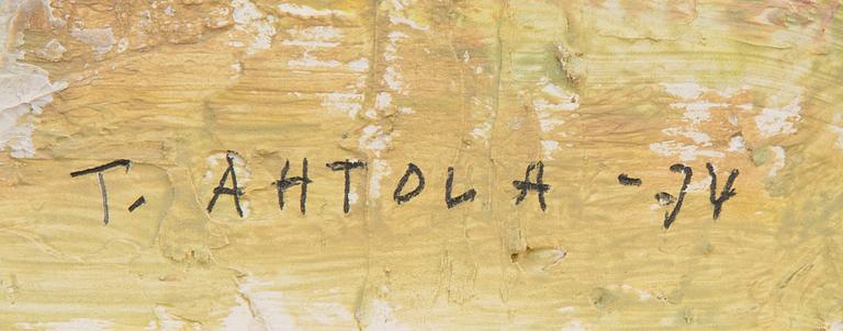 TAISTO AHTOLA, olja på pannå, signerad och daterad -74.