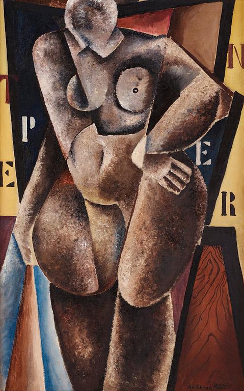 Axel Olson, "Woman figure in gray and black".