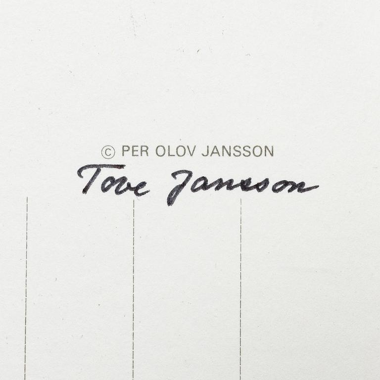 Tove Jansson, book, 'Muumi Hvitträskissä Mumintrollet i Hvitträsk 1974' signed, along with two signed postcards.