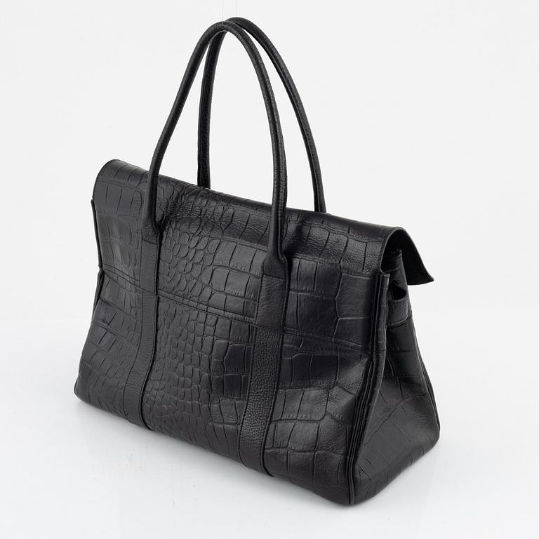Mulberry, a black, embossed leather 'Bayswater' handbag.