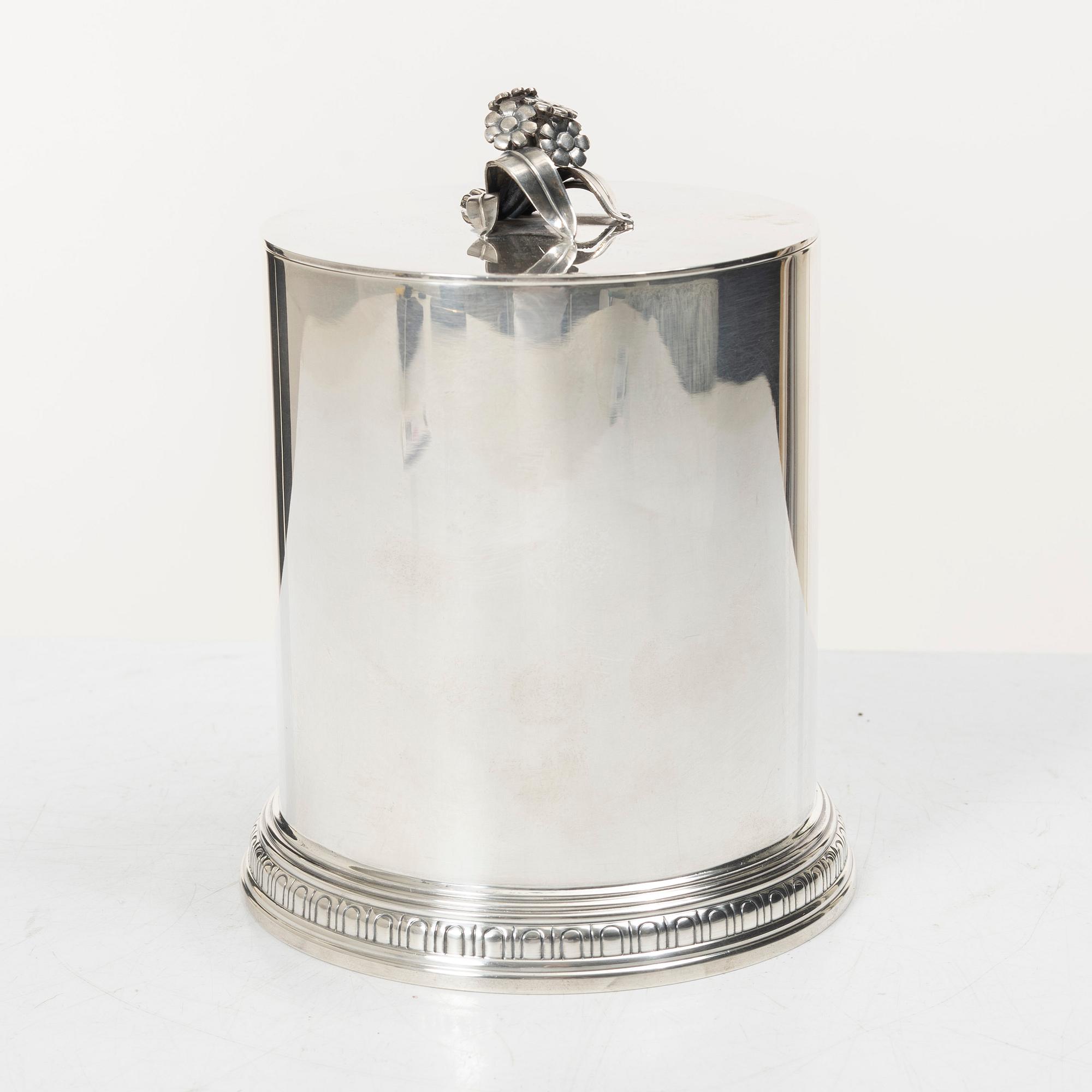 C.G. Hallberg, a silver jar with lid, Stockholm, Sweden 1953.