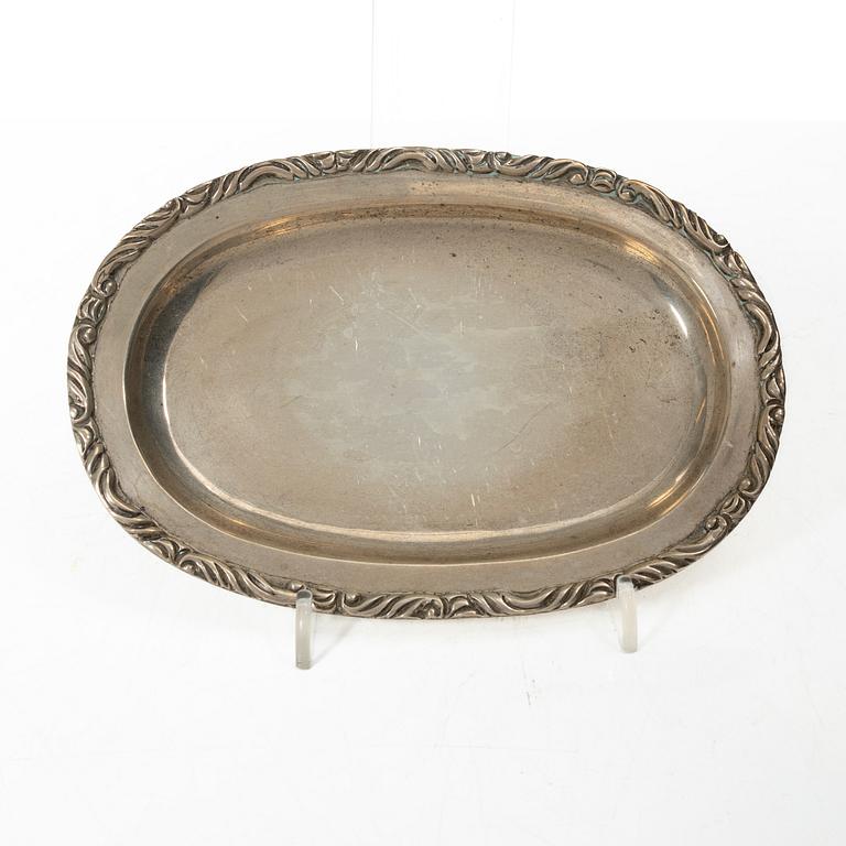 A silver sauceboat with tray and spoon, Anaya, Mexico, second half of the 20th Century.