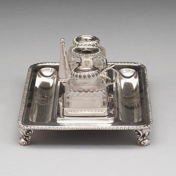 An English 18th century silver ink-stand, mark of Garrard's, London 1827.